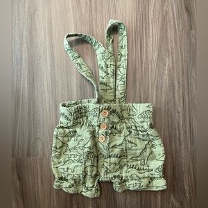 Wonder Nation baby boy Dinosaur Print Green short overalls size 0-3 months